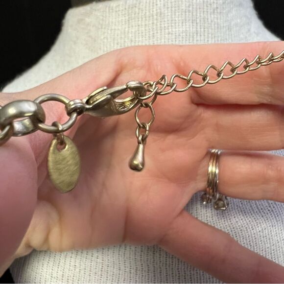 Lia Sophia Kiam Family CZ & Black Enamel Pendant Necklace Rolo Chain NWT 16-19” - Picture 7 of 9